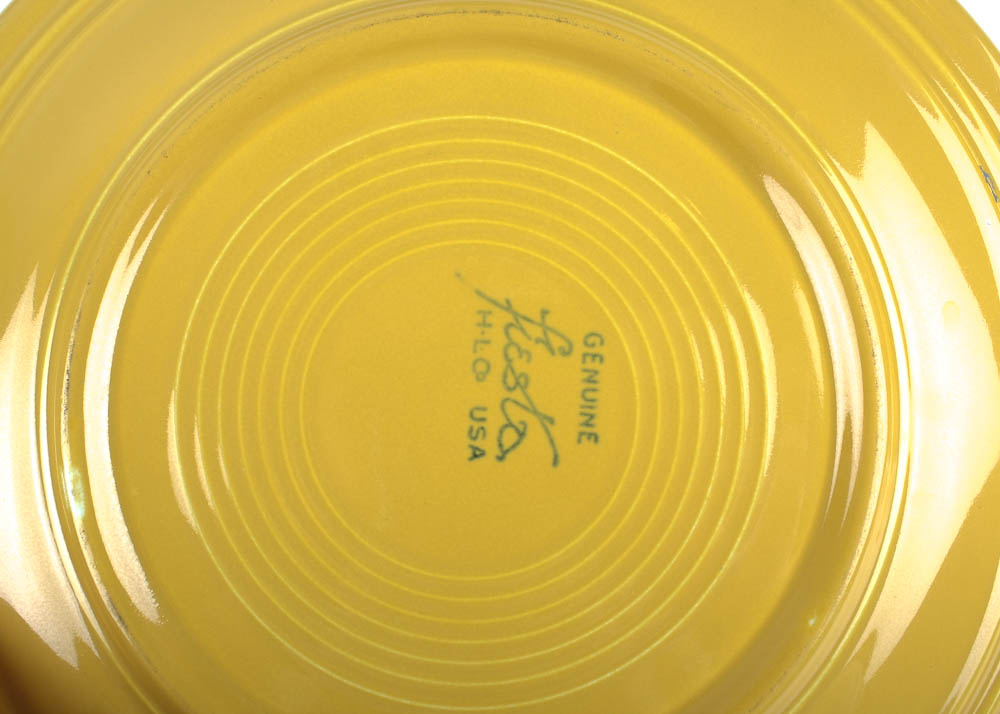 Set of Eight Vintage Fiestaware Plates in Sunny Yellow Glaze