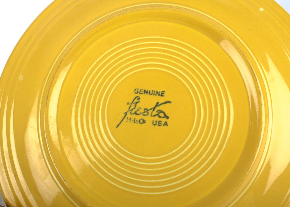 Set of Eight Vintage Fiestaware Plates in Sunny Yellow Glaze