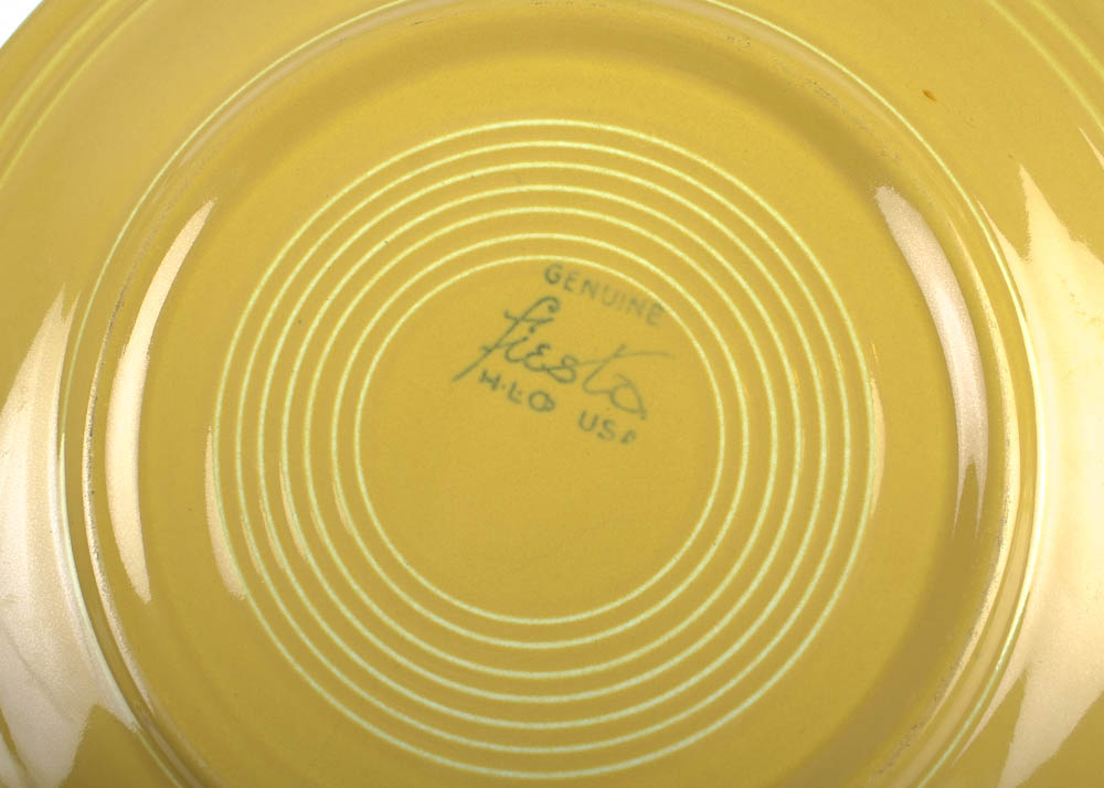 Set of Eight Vintage Fiestaware Plates in Sunny Yellow Glaze