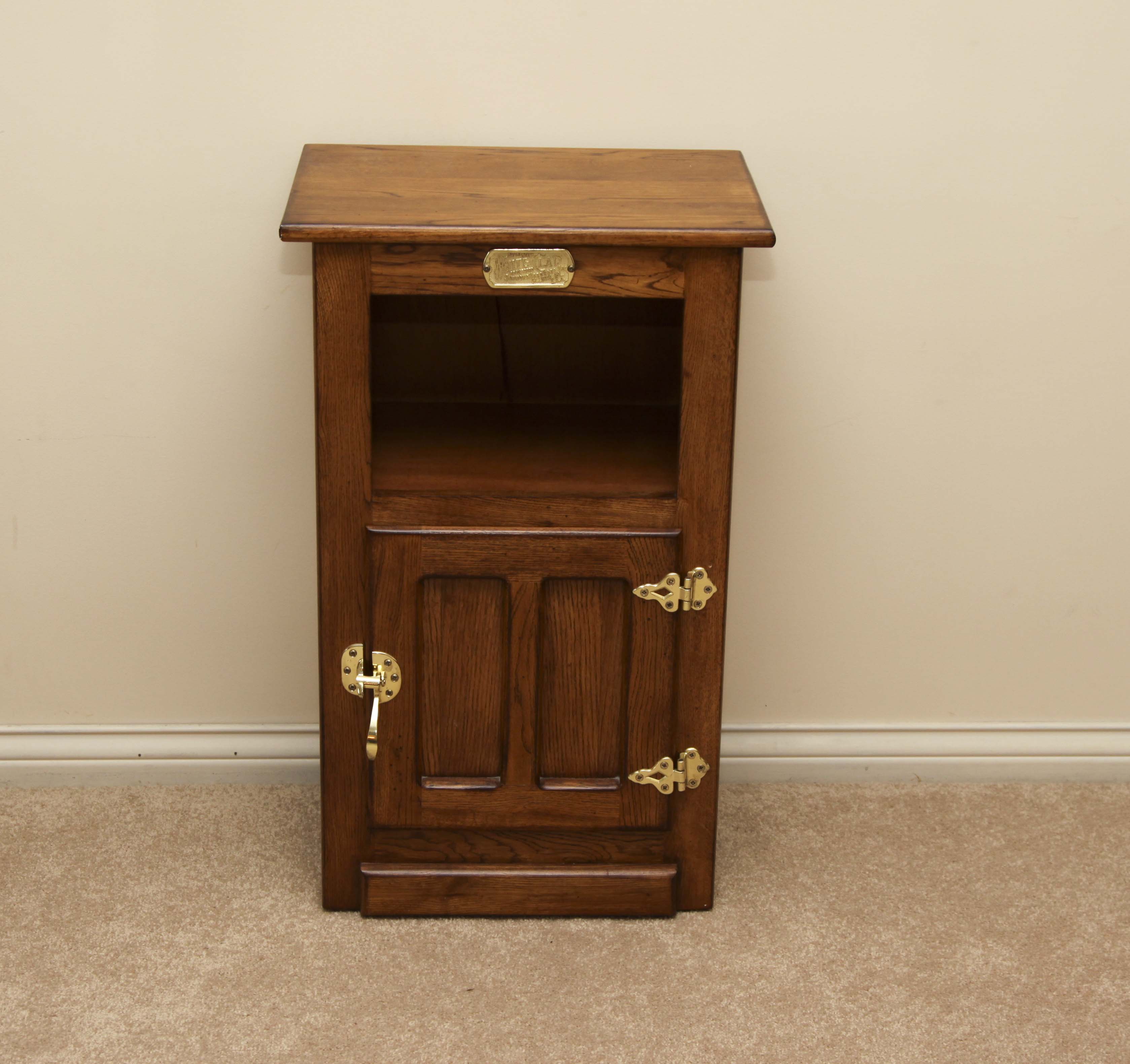 White Clad Reproduction Oak Ice Box Cabinet