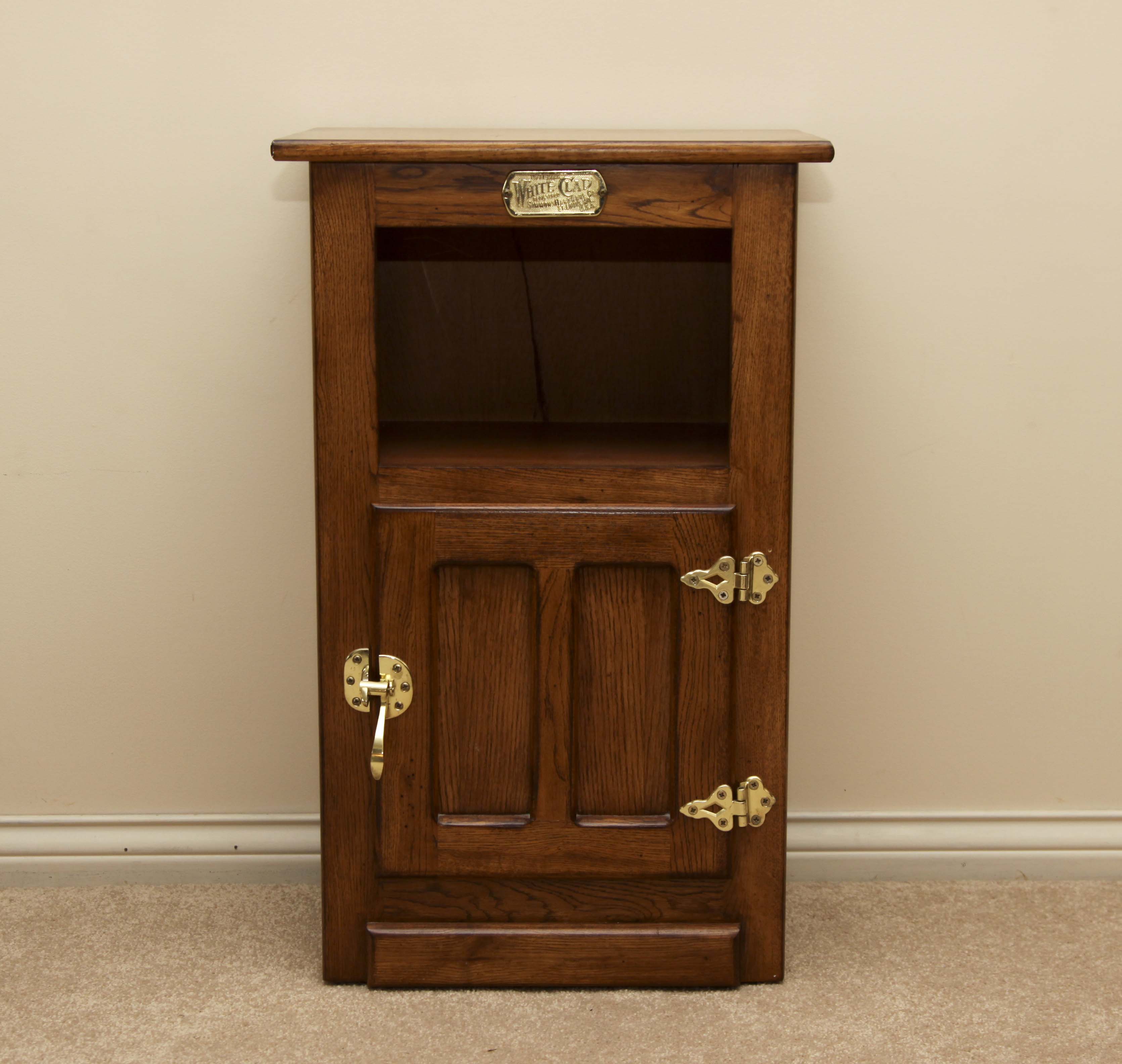 White Clad Reproduction Oak Ice Box Cabinet