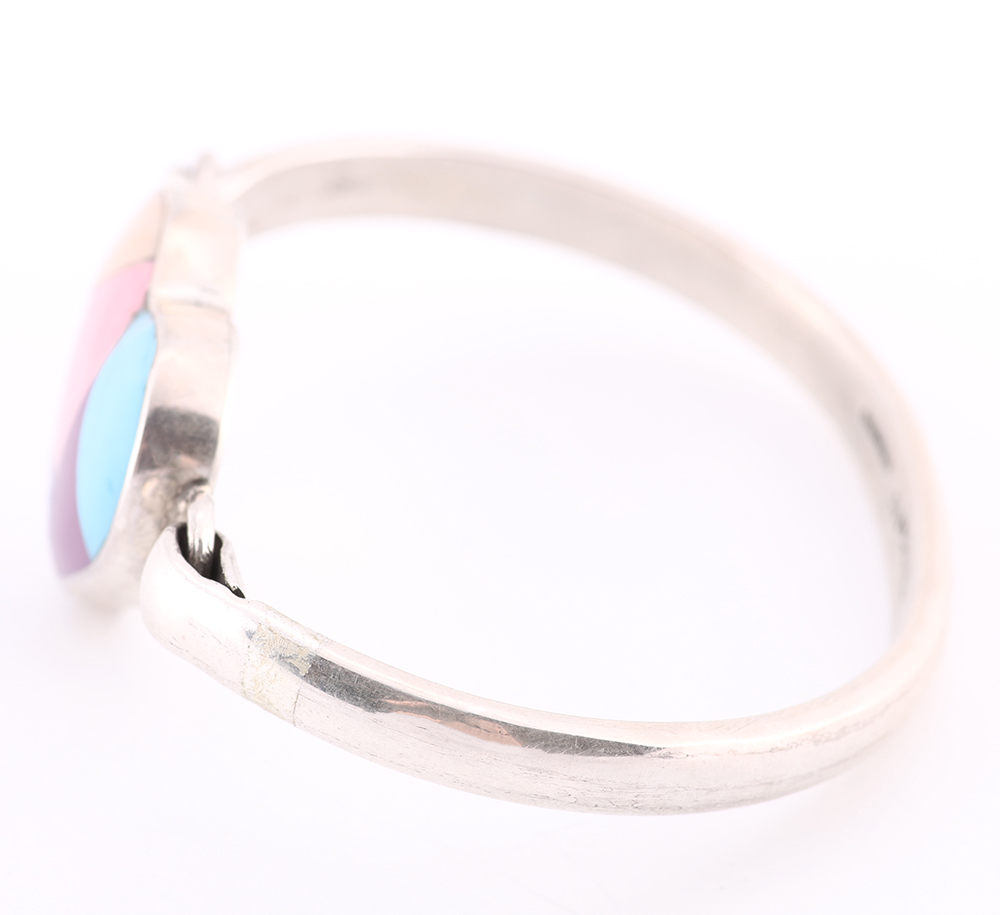 Mexican Sterling Silver Bracelet with Heart Mosaic