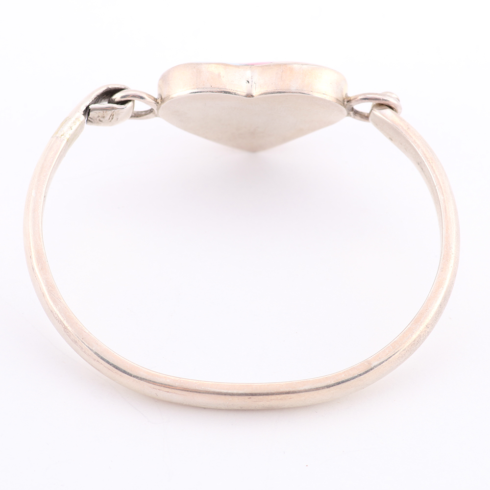 Mexican Sterling Silver Bracelet with Heart Mosaic