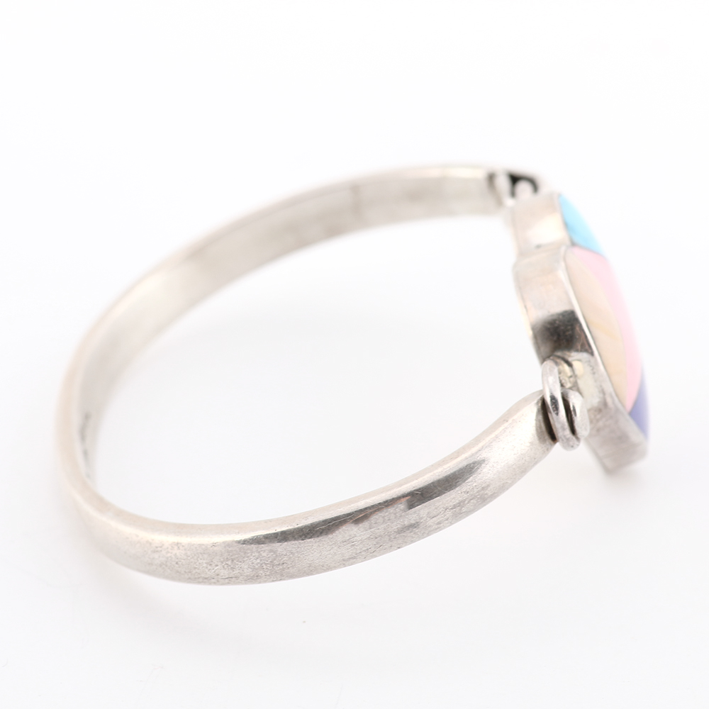 Mexican Sterling Silver Bracelet with Heart Mosaic