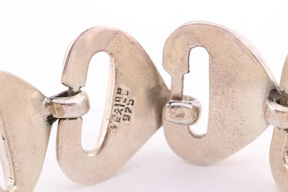 Mexican Sterling Silver Braclet with Semi-Precious Inlays