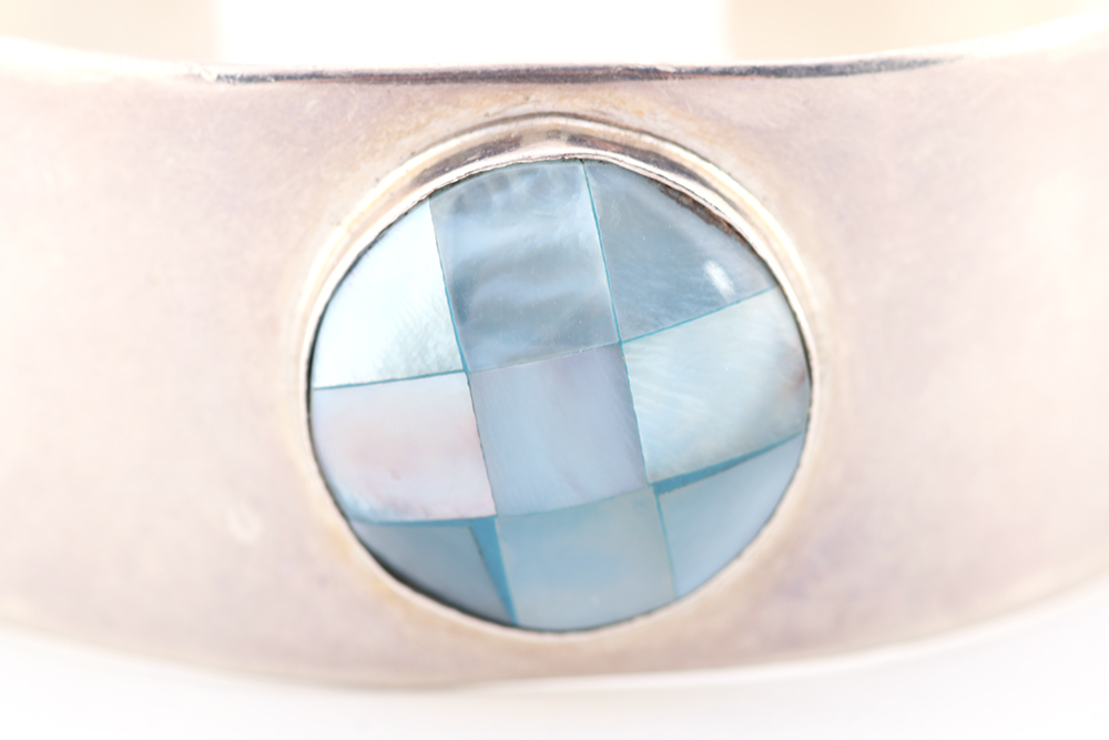 Sterling and Dyed Mother of Pearl Cuff Bracelet