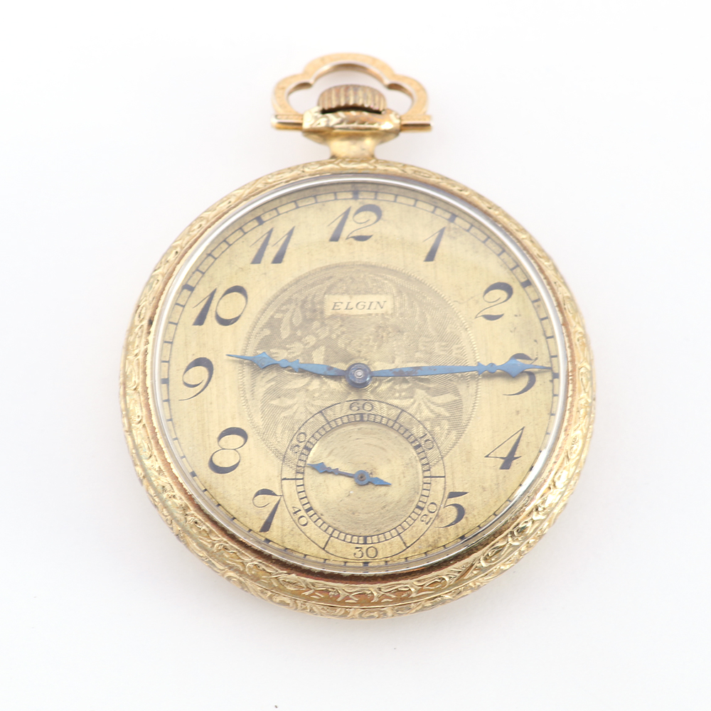 Elgin Open Faced Gold Filled Pocket Watch