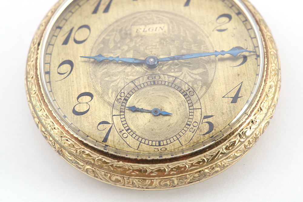 Elgin Open Faced Gold Filled Pocket Watch