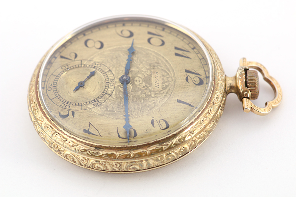 Elgin Open Faced Gold Filled Pocket Watch