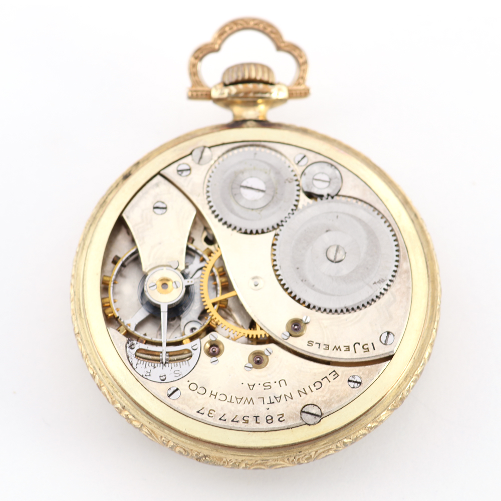 Elgin Open Faced Gold Filled Pocket Watch