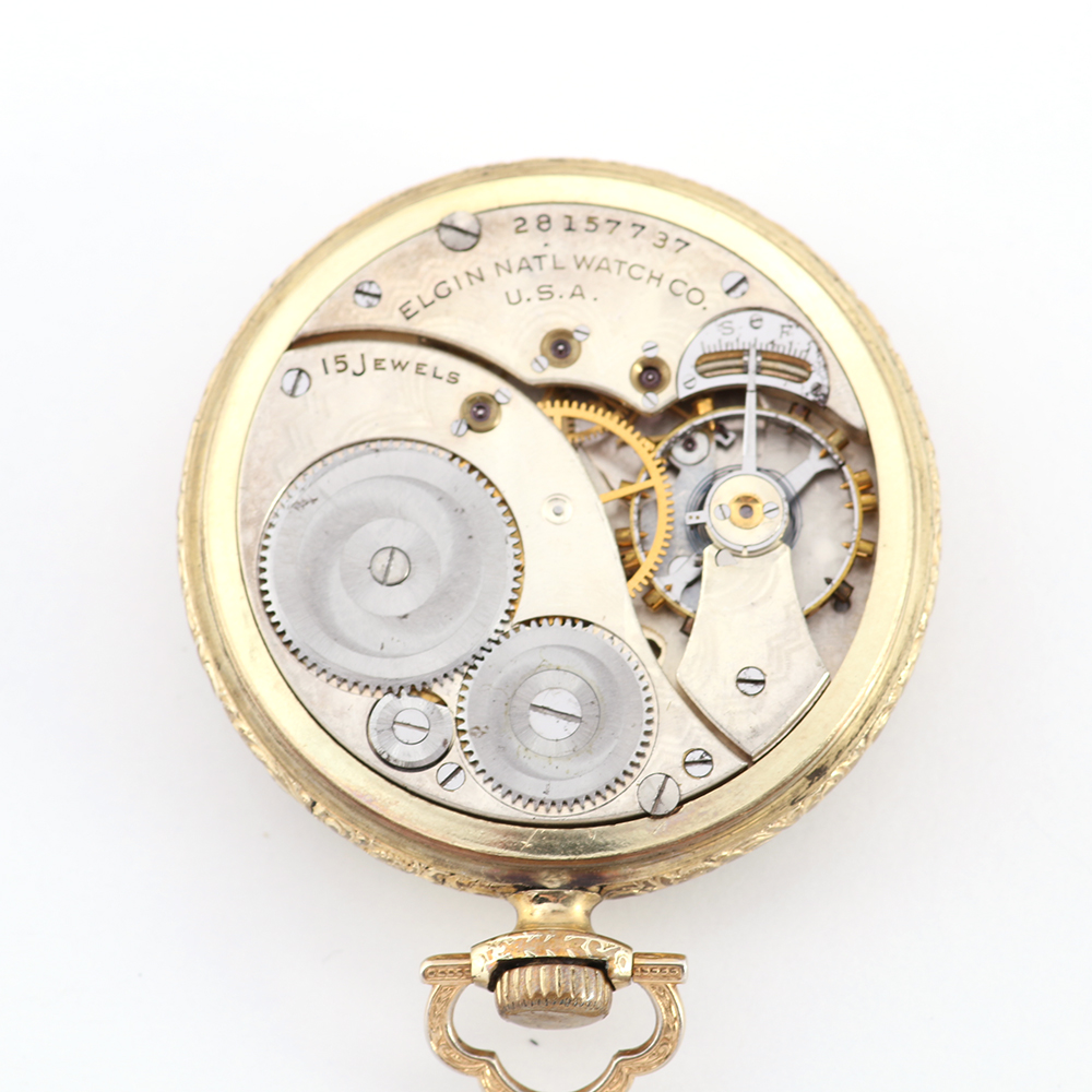 Elgin Open Faced Gold Filled Pocket Watch