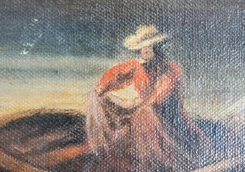 Original 19th Century Nocturne Seascape Oil Painting on Canvas