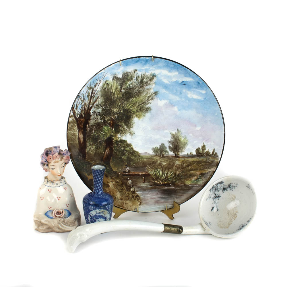 Collected Antique Decorative Hand Painted Porcelain Pieces