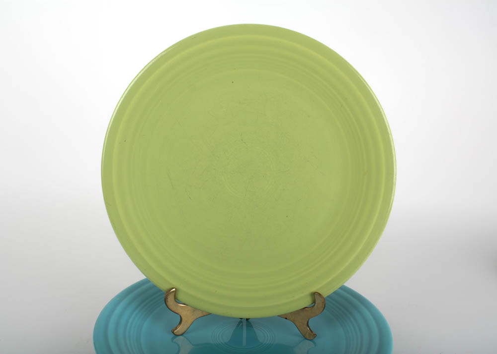 Six Vintage Fiestaware Plates in Assorted Glazes