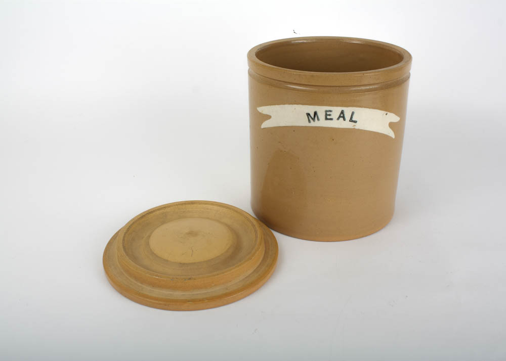 Antique Yelloware Lidded Crock