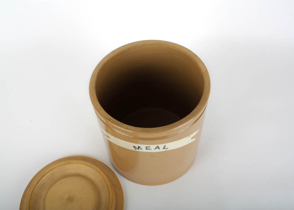 Antique Yelloware Lidded Crock