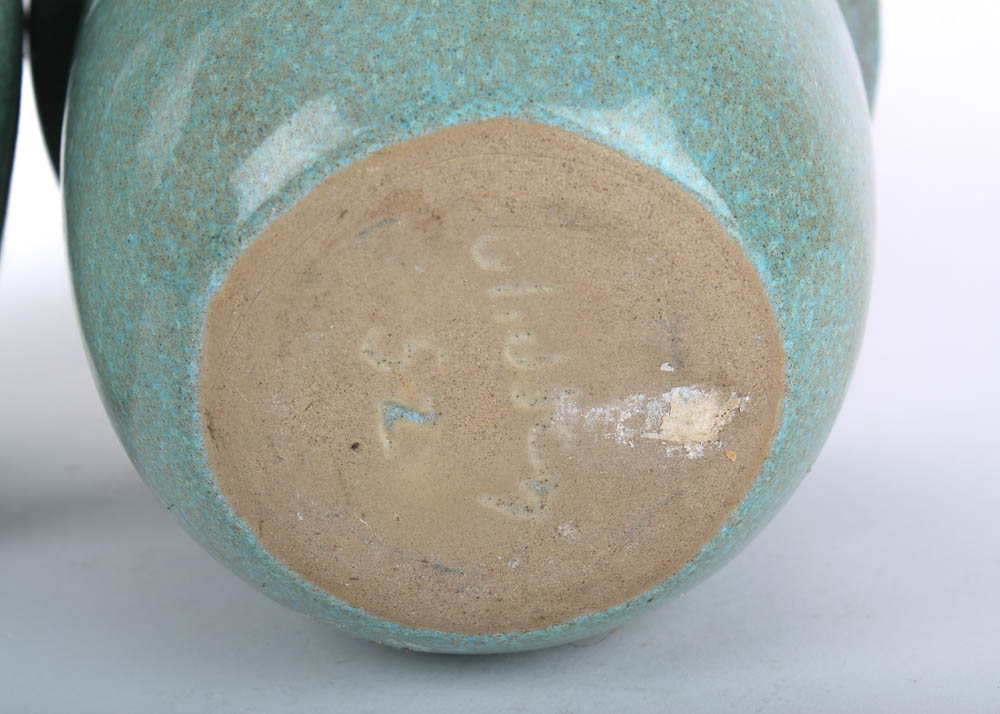 Vintage Glidden Pottery Vase and Planter in Speckled Turquoise