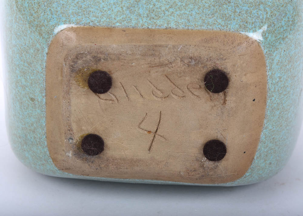 Vintage Glidden Pottery Vase and Planter in Speckled Turquoise