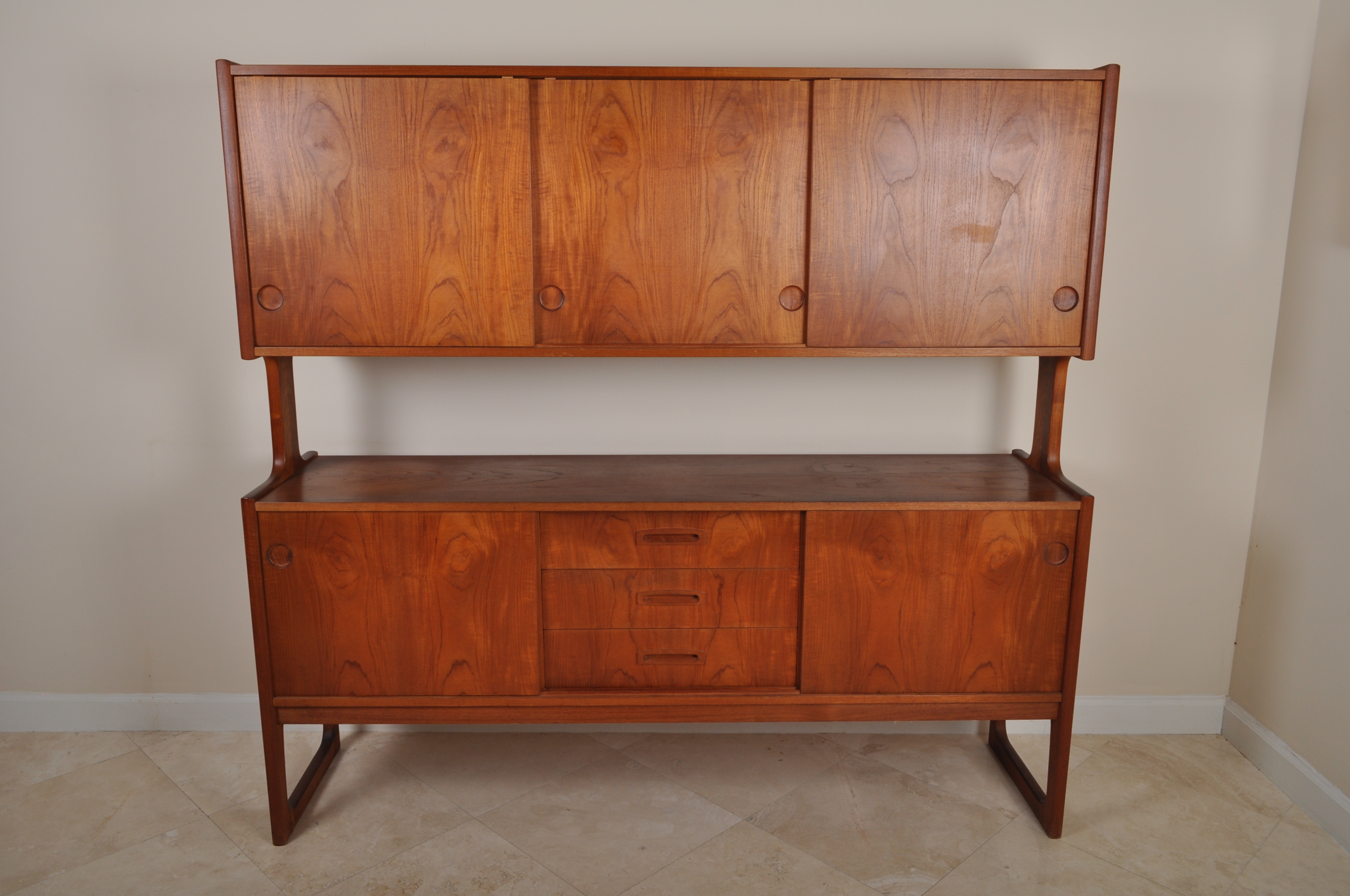 Leo H. Spivack Danish Modern Sideboard with China Hutch