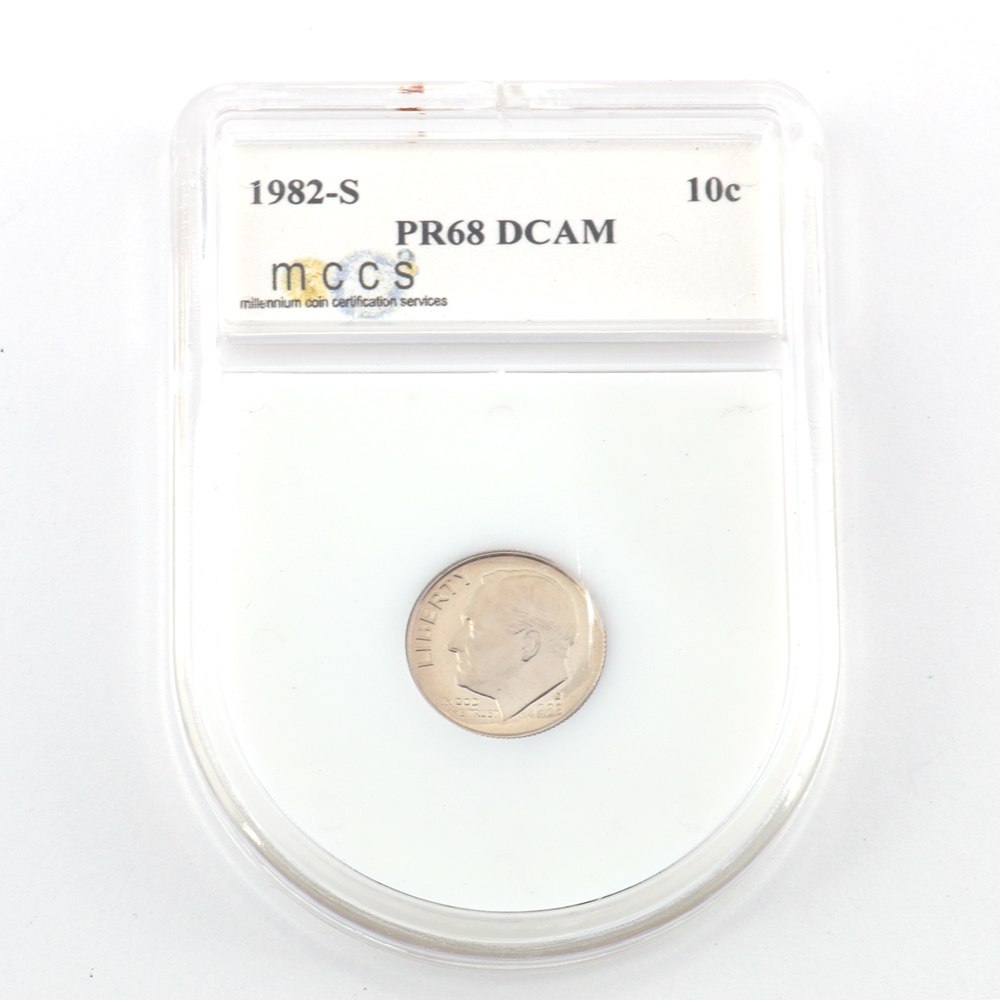 Encapsulated and Graded 1982 Dime Proof Coin