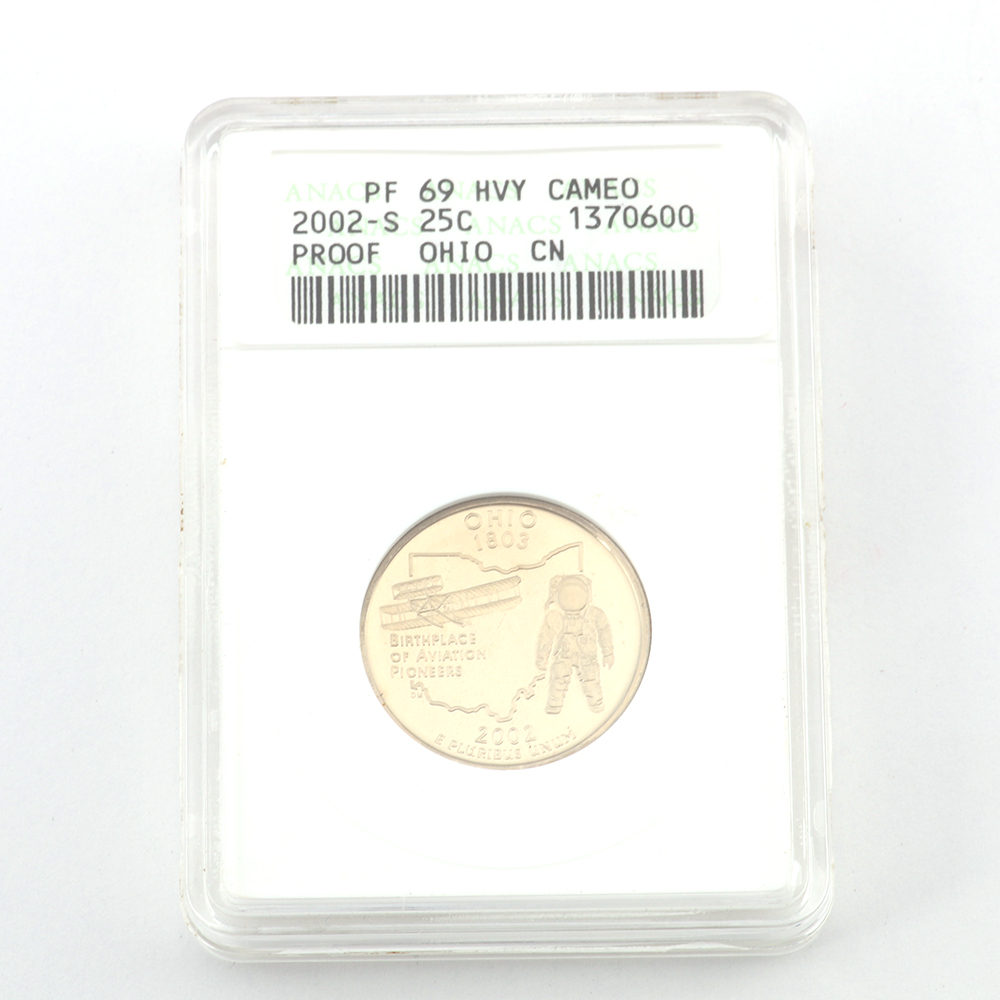 Encapsulated 2002 Graded Ohio Quarter Proof Coin