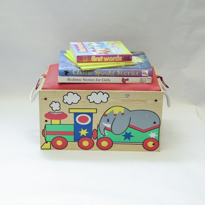Children's Books and Toy Storage Bench with Play Blocks