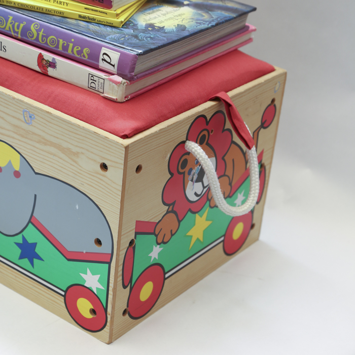 Children's Books and Toy Storage Bench with Play Blocks