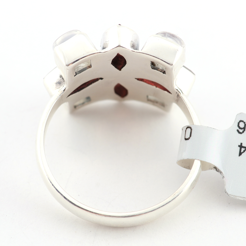 Sterling Silver Moonstone and Garnet Ring