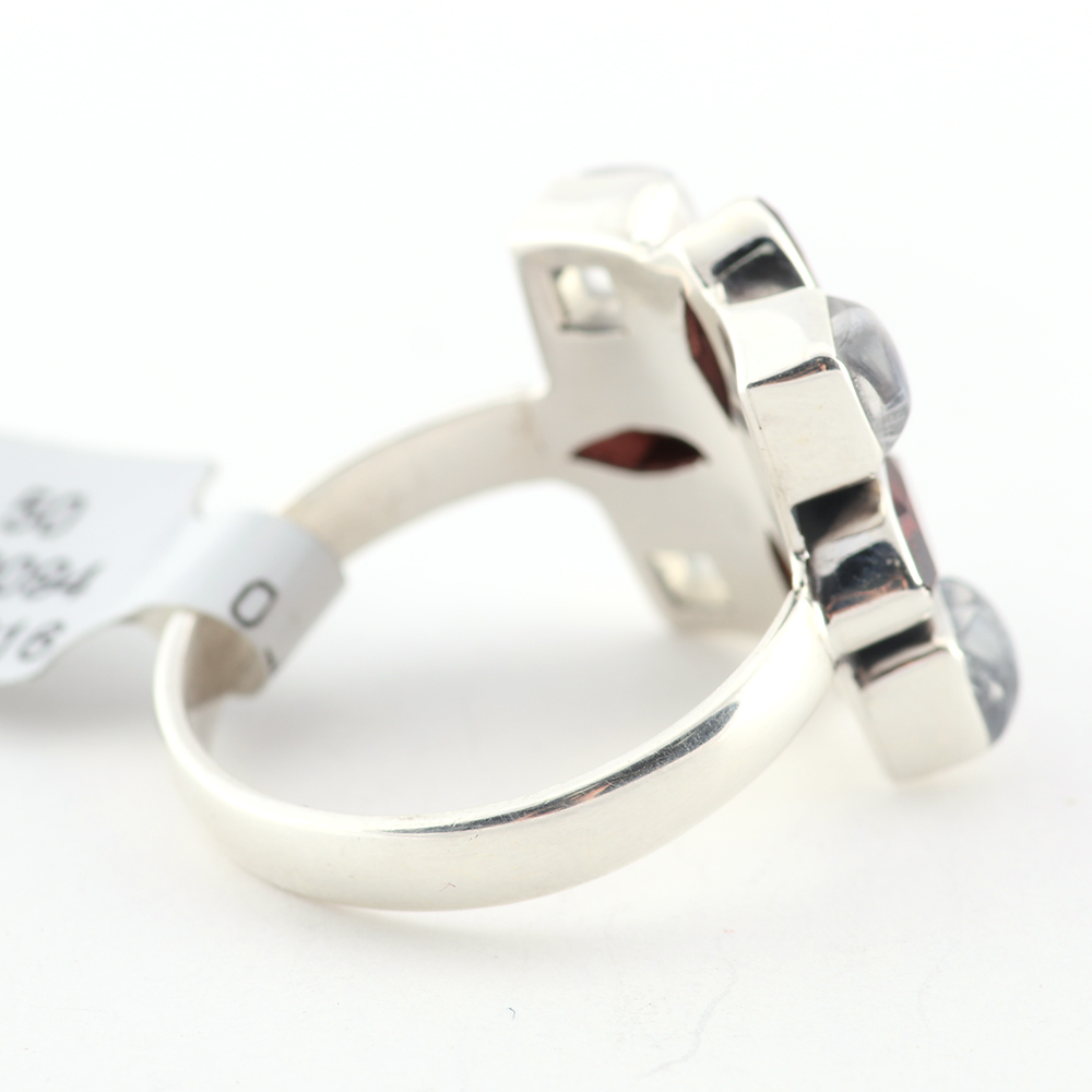 Sterling Silver Moonstone and Garnet Ring