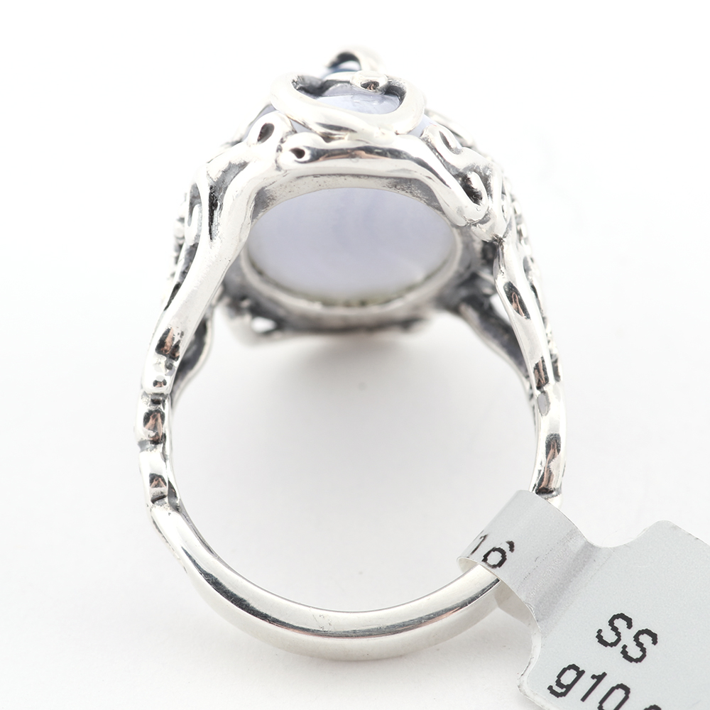 Sterling Silver Ring with Lilac and Blue Cabochons