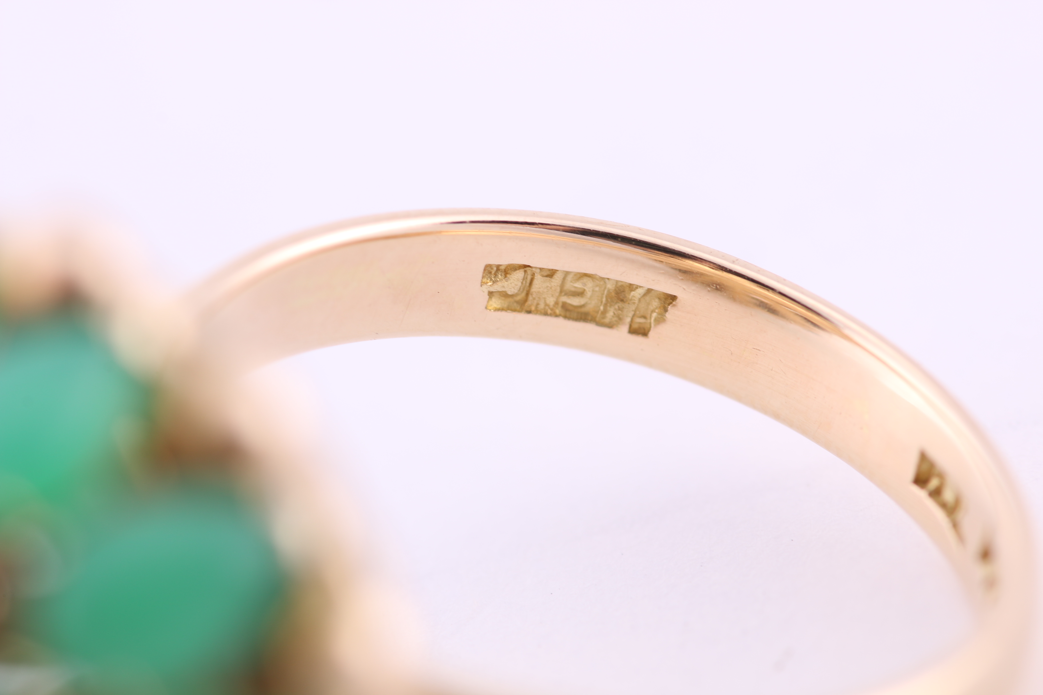 14K Yellow Gold Sapphire and Chrysoprase Dome Ring