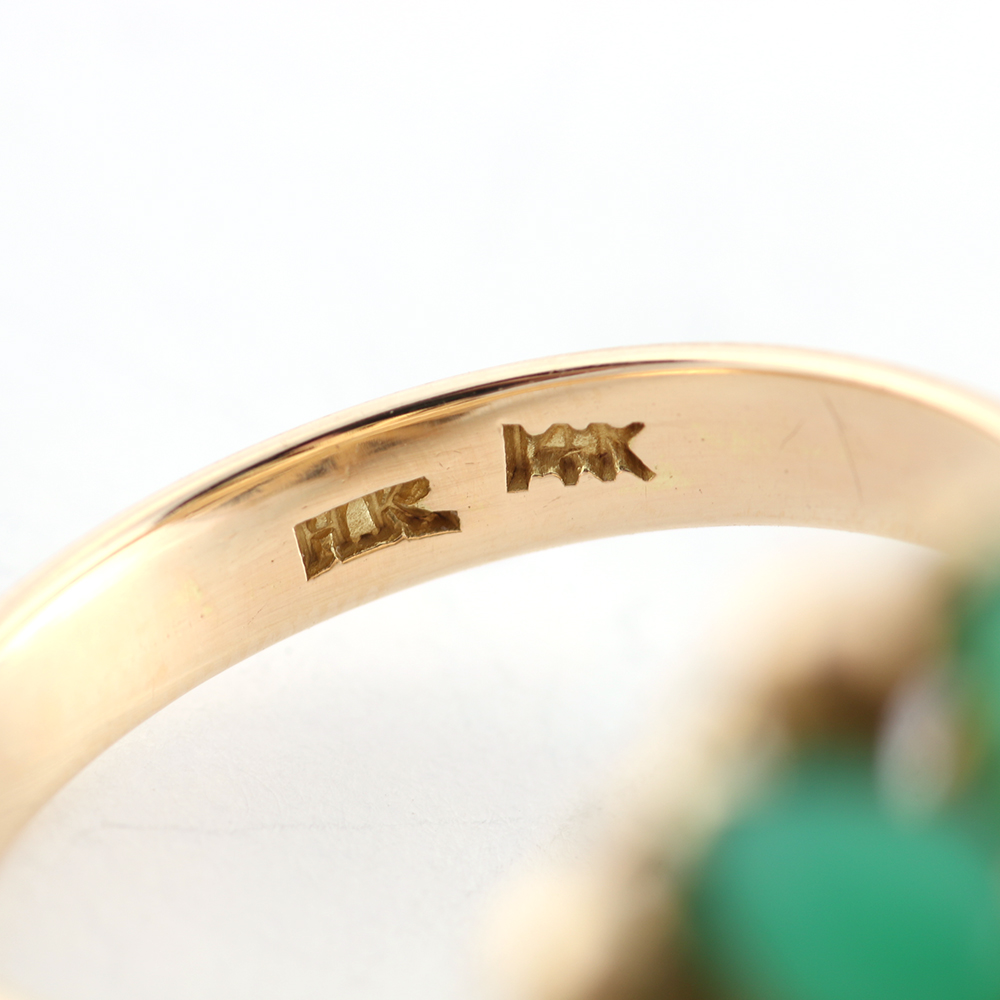 14K Yellow Gold Sapphire and Chrysoprase Dome Ring