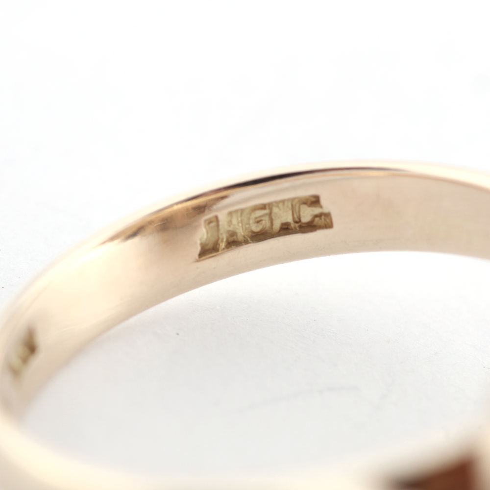 14K Yellow Gold Sapphire and Chrysoprase Dome Ring