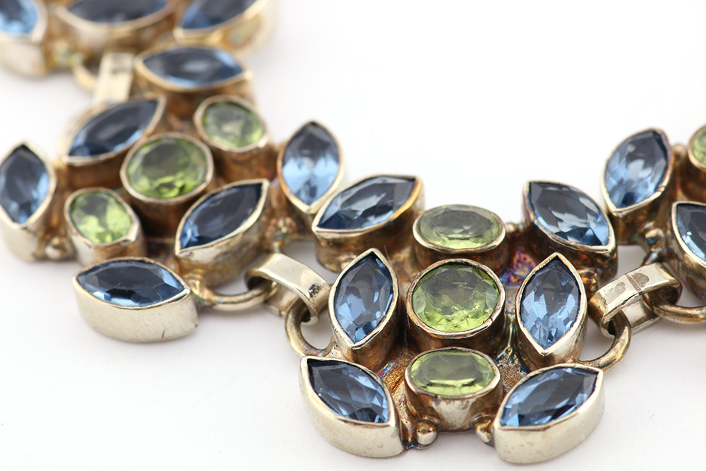 Sterling Silver Blue and Green Bracelet