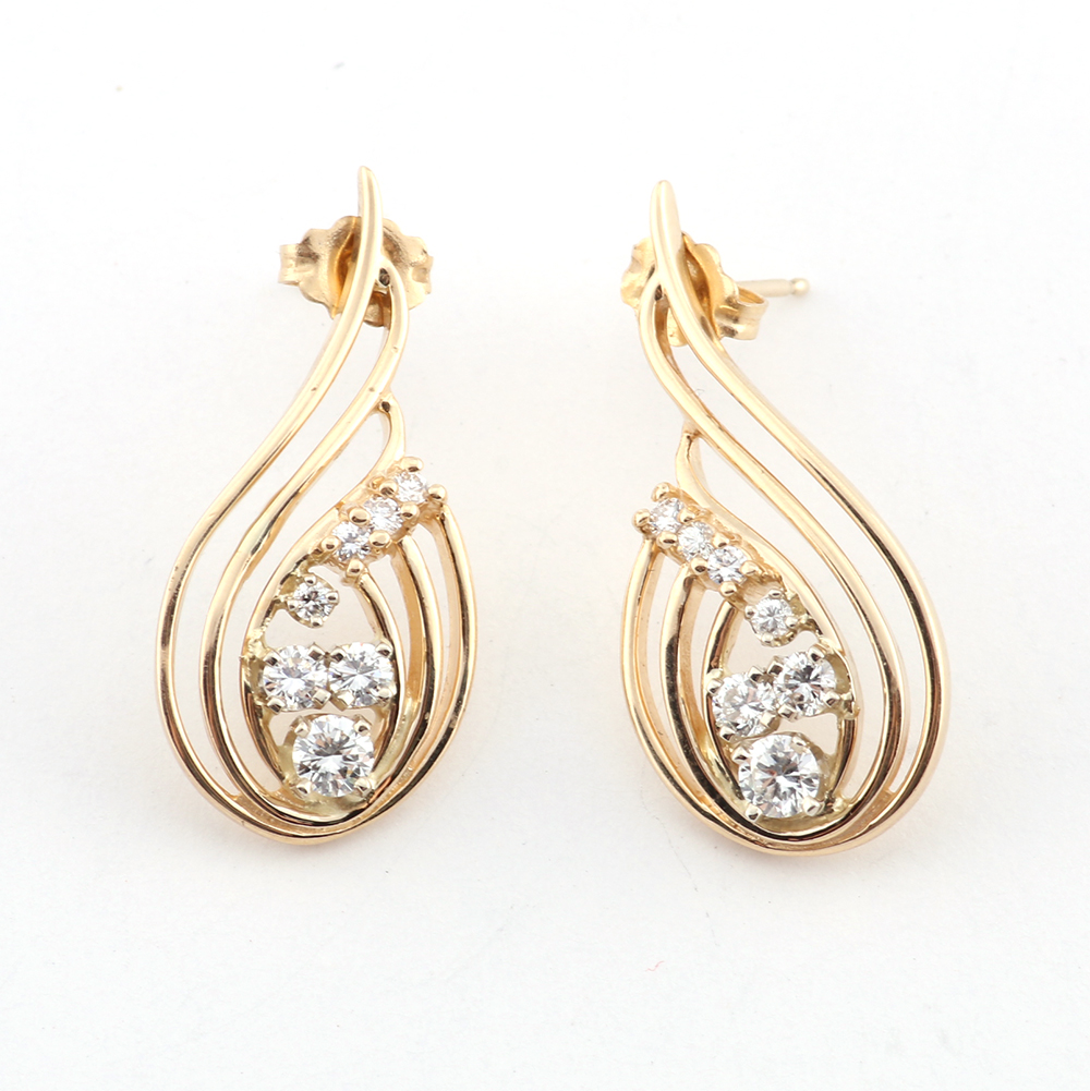 14K Yellow Gold Diamond Earrings