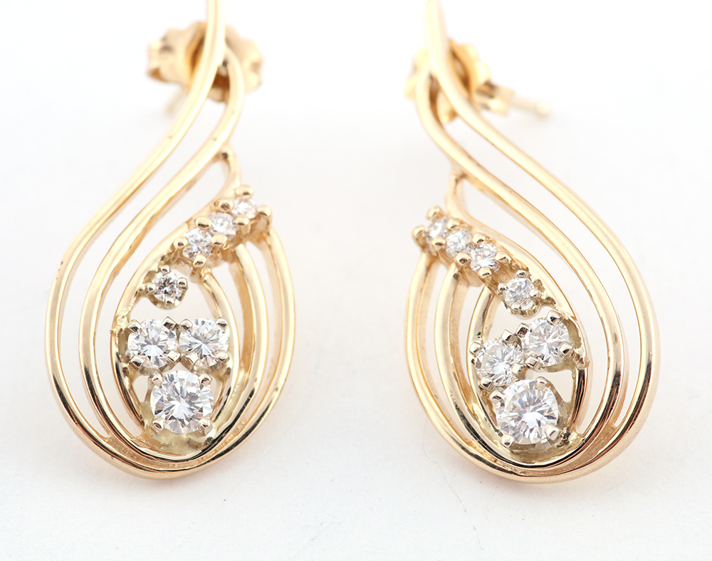 14K Yellow Gold Diamond Earrings