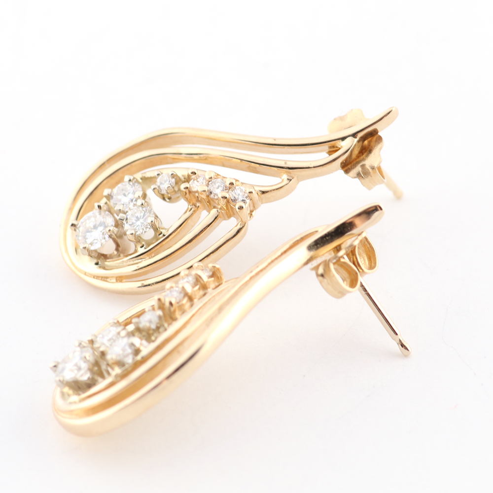 14K Yellow Gold Diamond Earrings