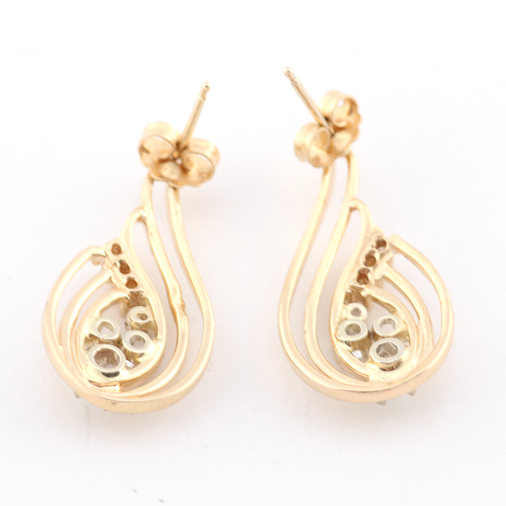 14K Yellow Gold Diamond Earrings