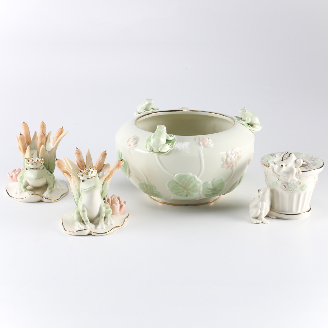 Collection of Lenox Fine Ivory Frog Themed China