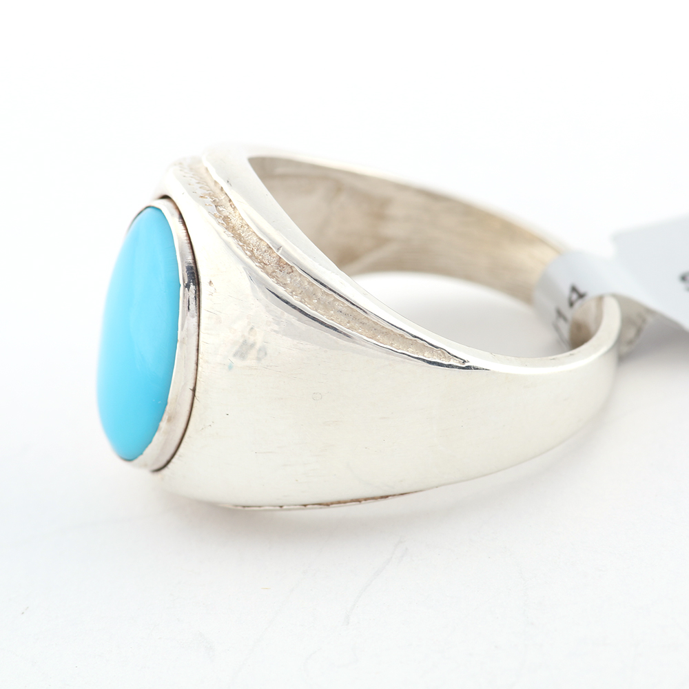 Sterling Silver Ring with Blue Cabochon