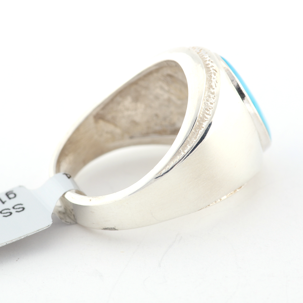 Sterling Silver Ring with Blue Cabochon