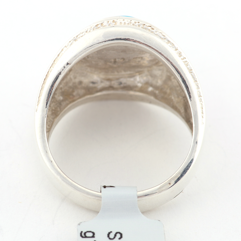 Sterling Silver Ring with Blue Cabochon