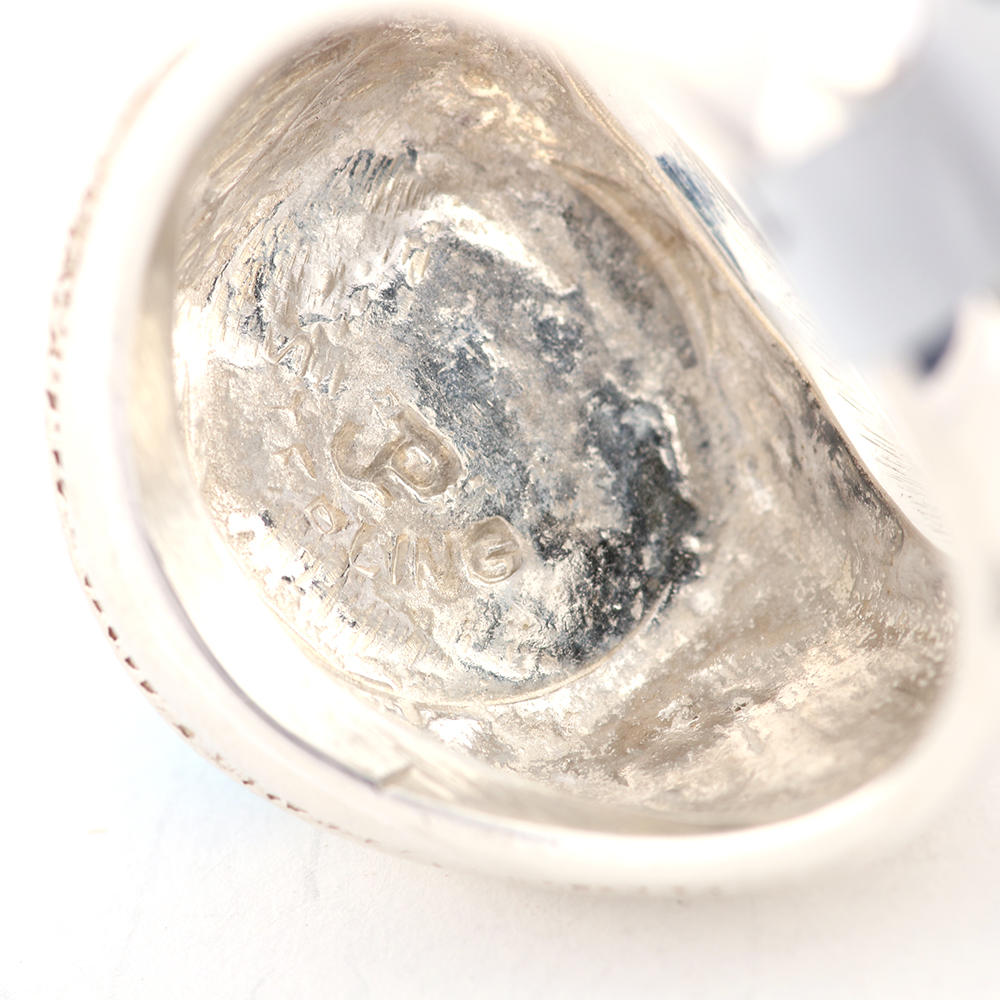 Sterling Silver Ring with Blue Cabochon