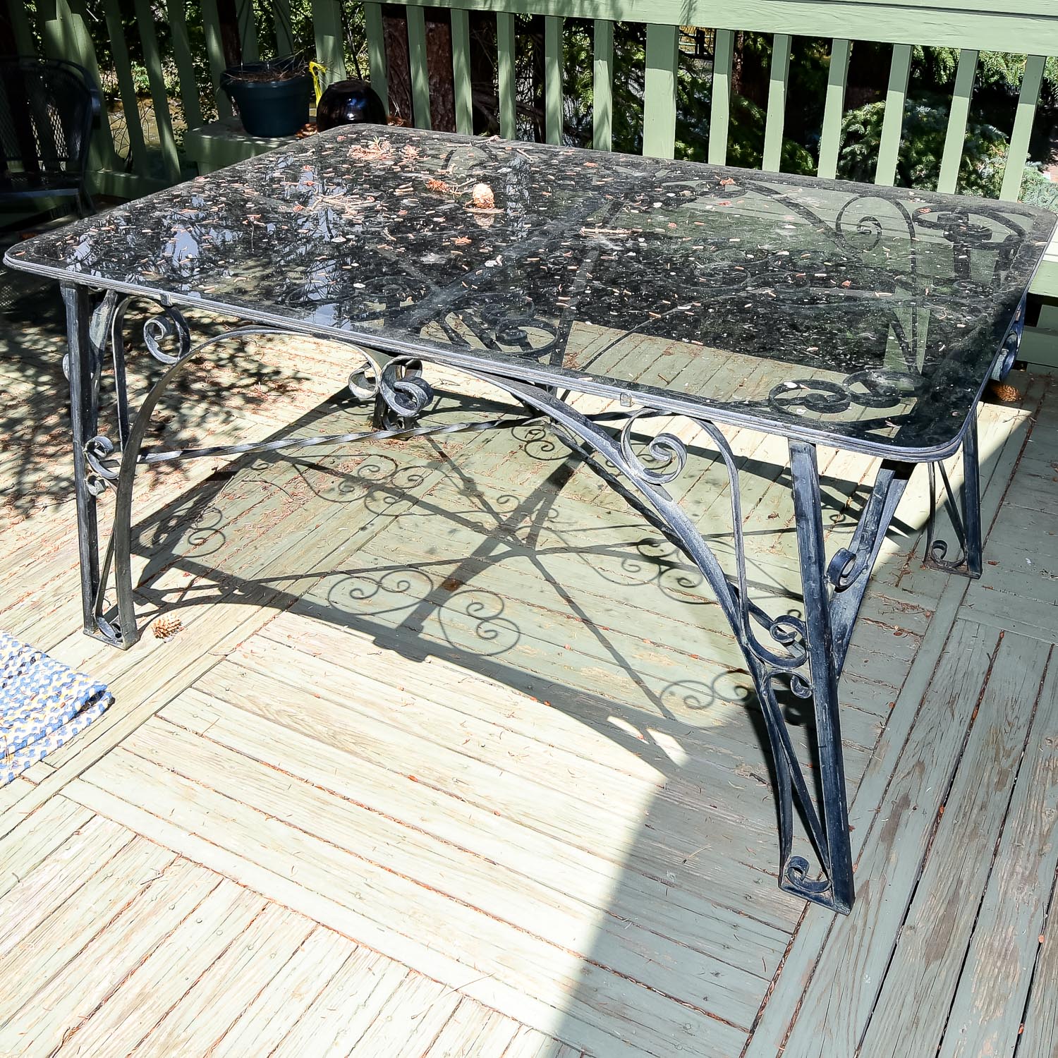Metal and Glass Topped Patio Table