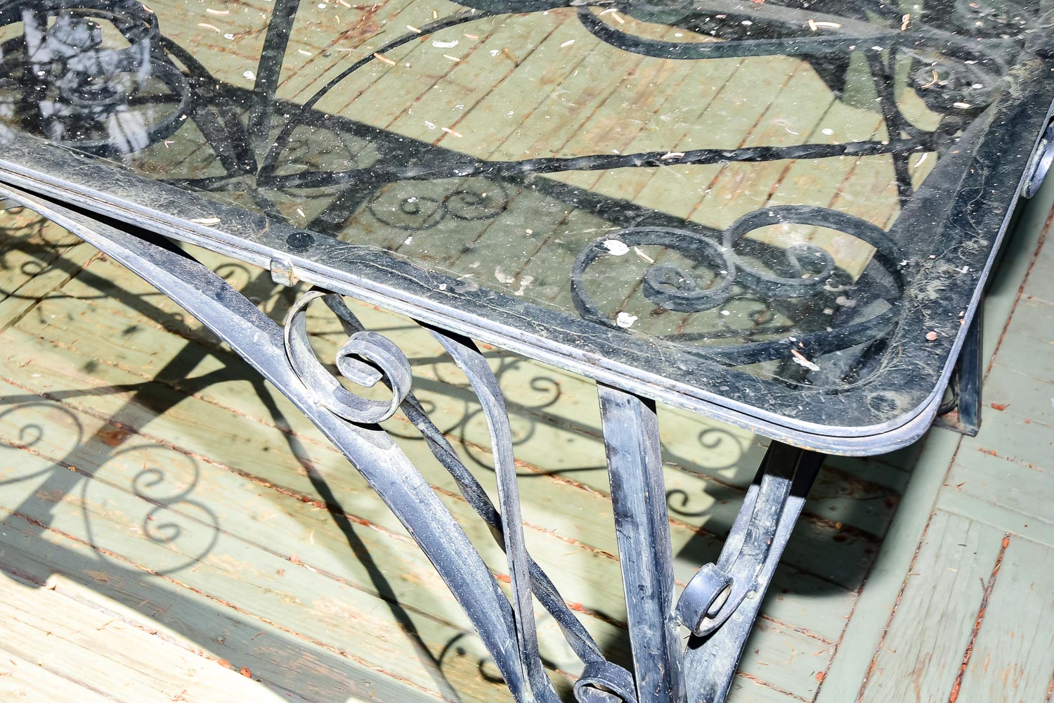 Metal and Glass Topped Patio Table