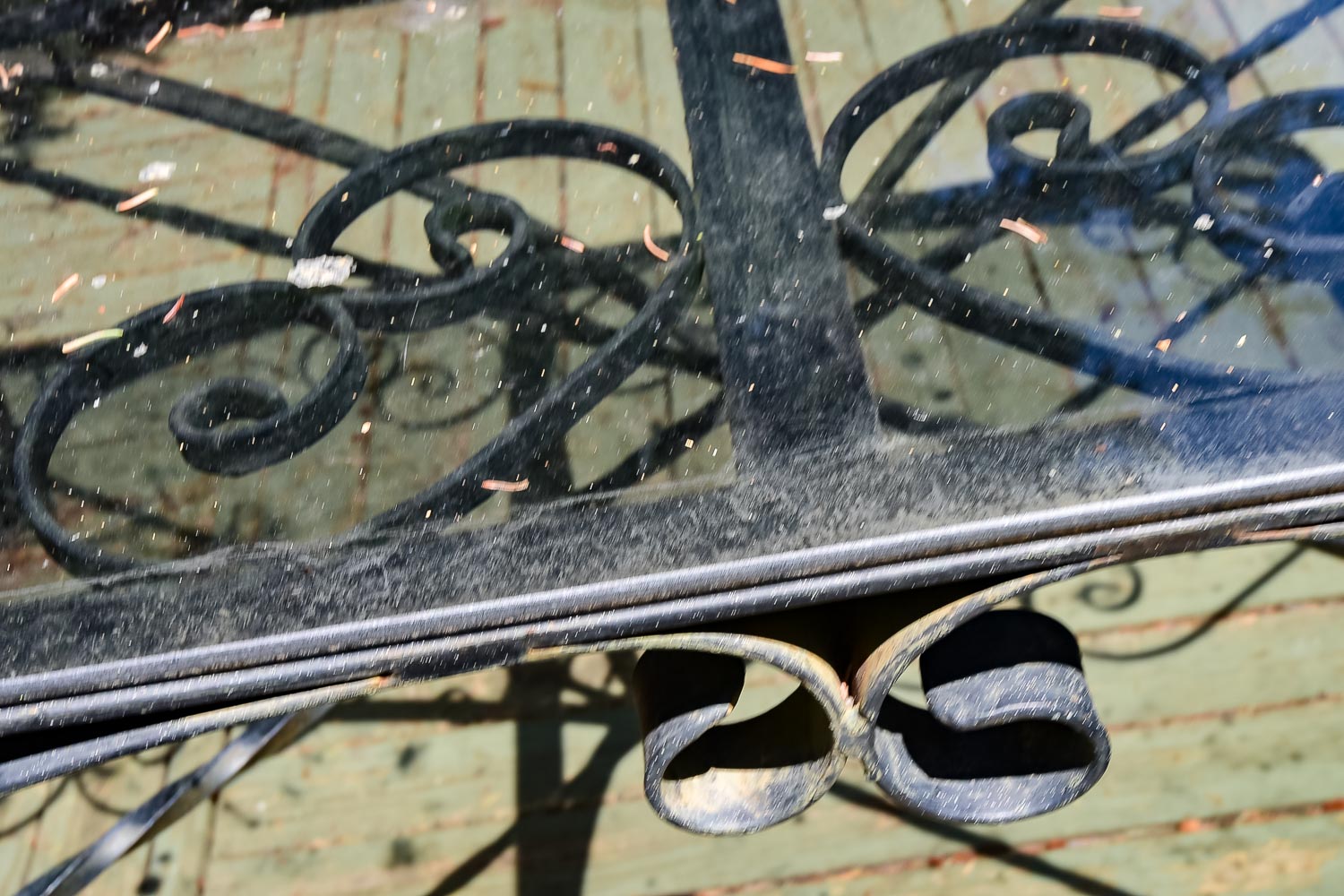 Metal and Glass Topped Patio Table