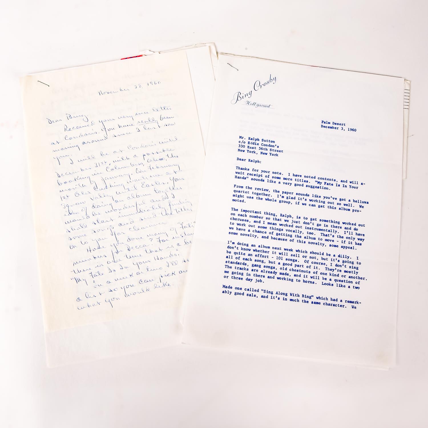 Bing Crosby Signed Letter