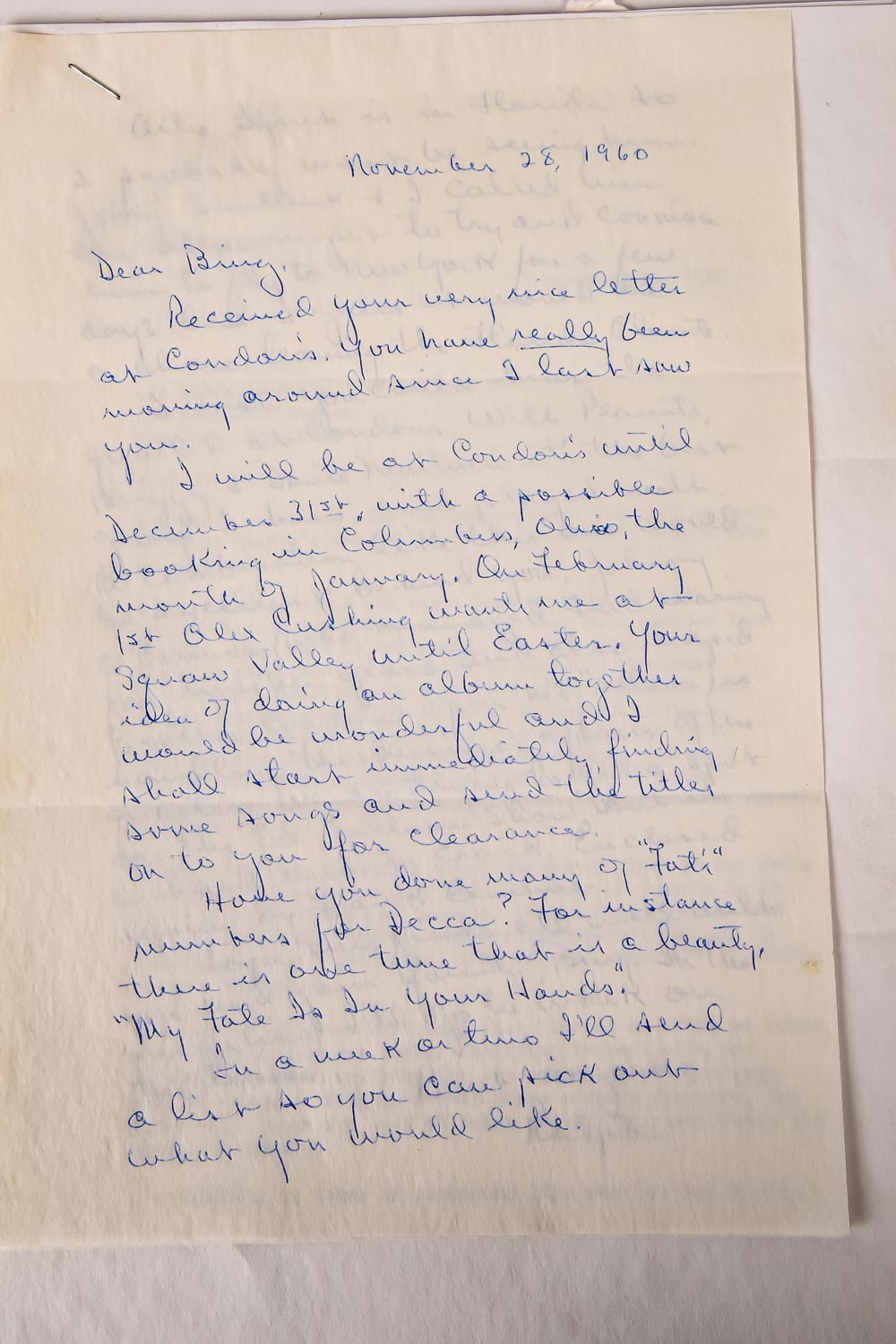 Bing Crosby Signed Letter