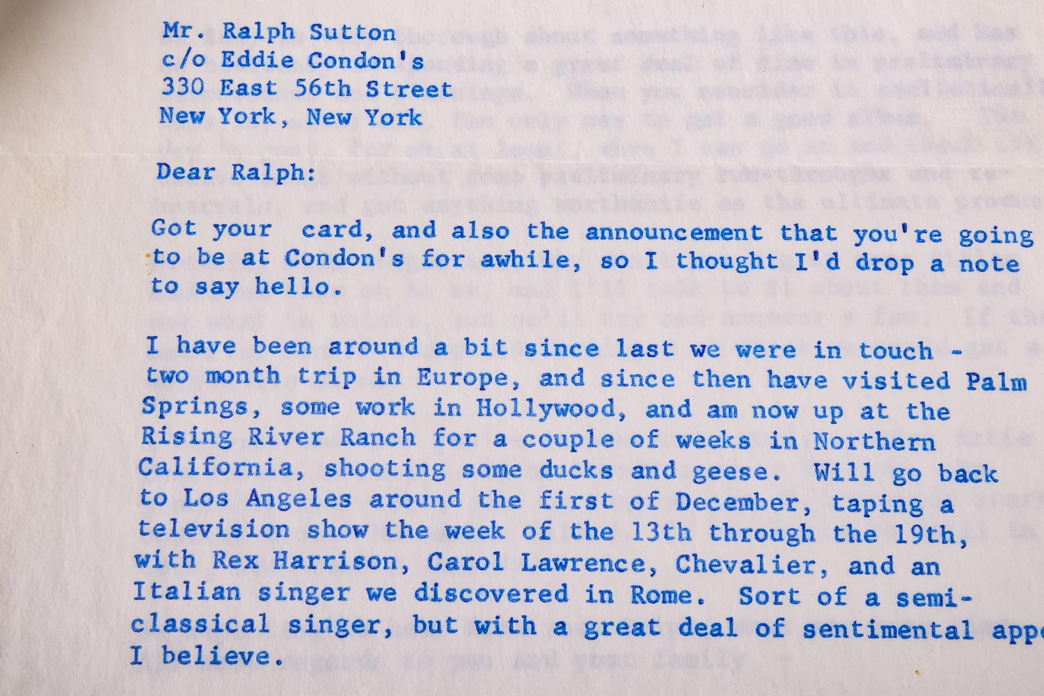 Bing Crosby Signed Letter