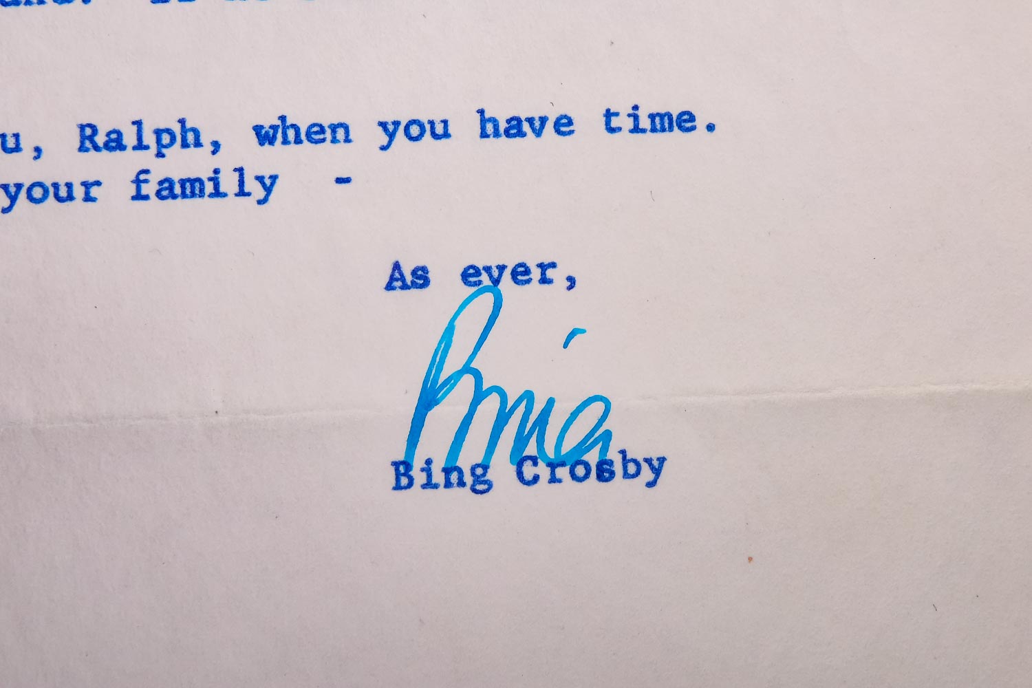 Bing Crosby Signed Letter